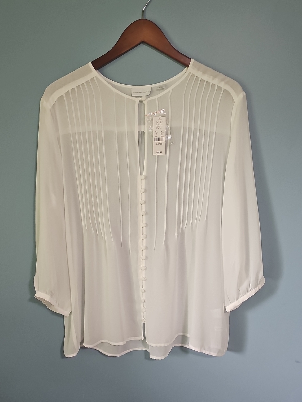 New York & Company *NWT White Sheer blouse Size XL